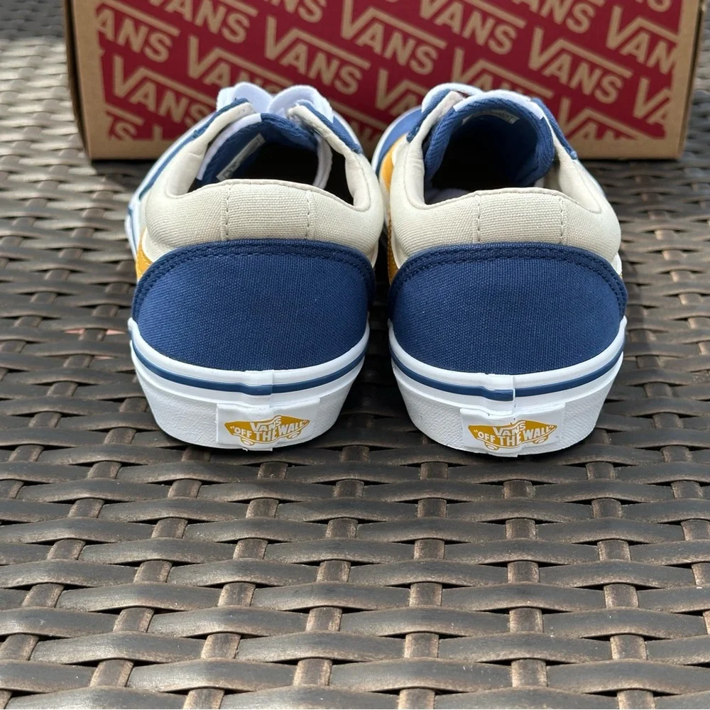 Vans Blue, Cream & Yellow Kids' Low Top Sneakers